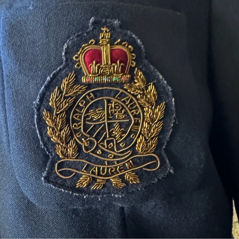 Ralph Lauren Navy Blazer with Embroidered Crest - Picture 3 of 13